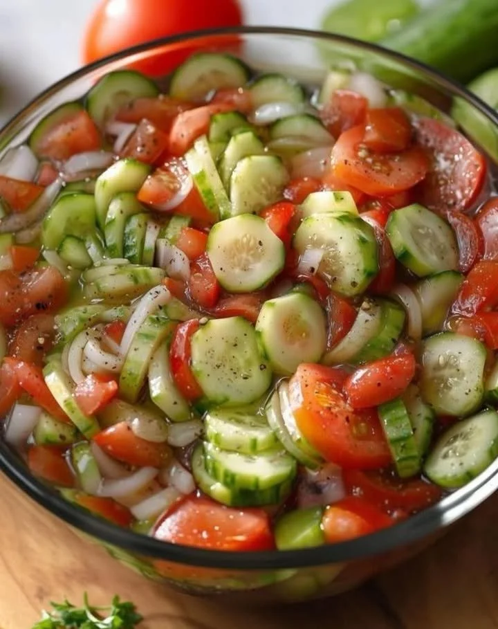 Frisse pittige salade met kleurrijke groenten en een pittige dressing