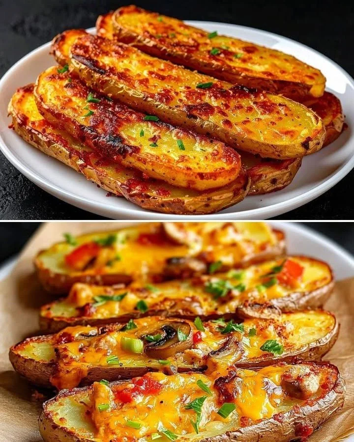 Gevulde aardappelschijfjes met kaas en kruiden