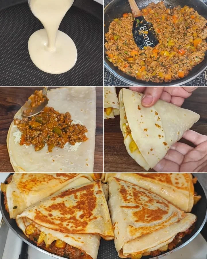 Heerlijke gevulde pannenkoekenbundels met diverse vullingen op een bord