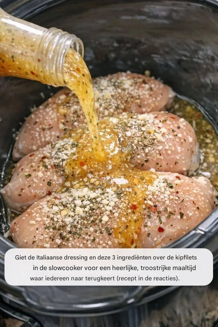 Kip met Italiaanse dressing bereid in de slowcooker