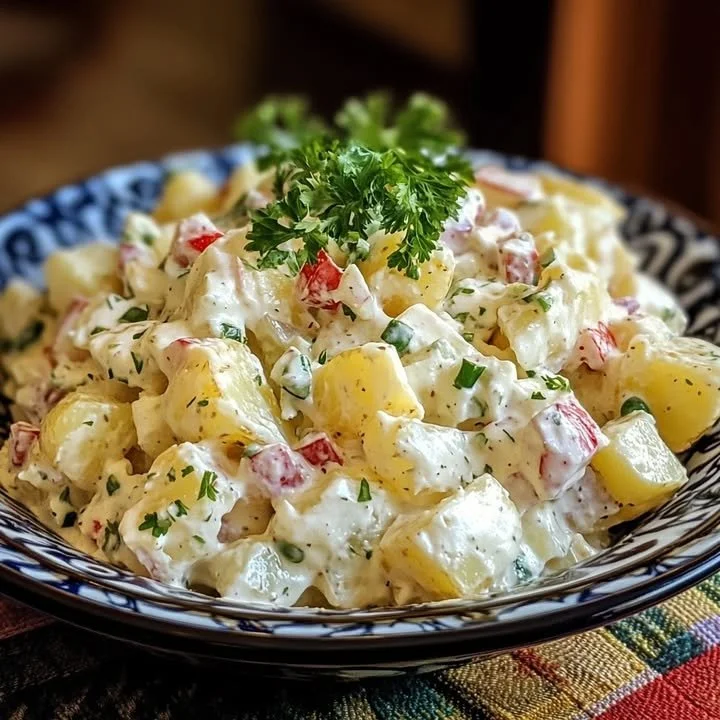 Oma's beste aardappelsalade met mayonaise, een heerlijke bijgerecht