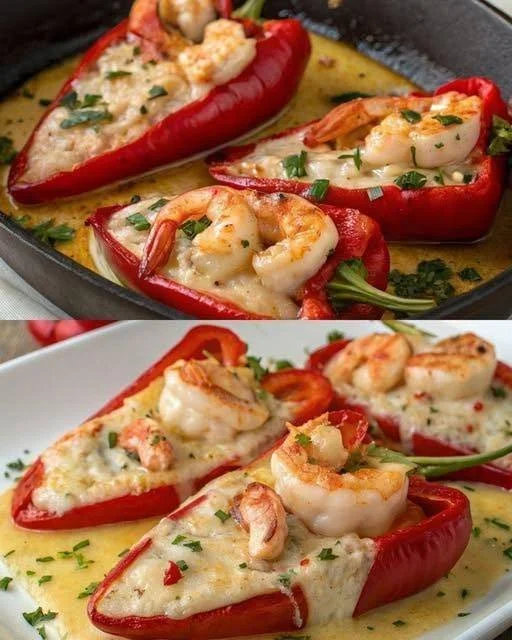 Gevulde piquillo-paprika met zeevruchten, een culinaire lekkernij.