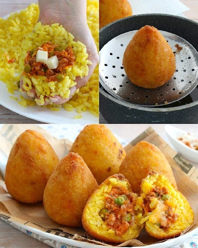 Siciliaanse rijstballen met een krokante korst en lekkere vulling